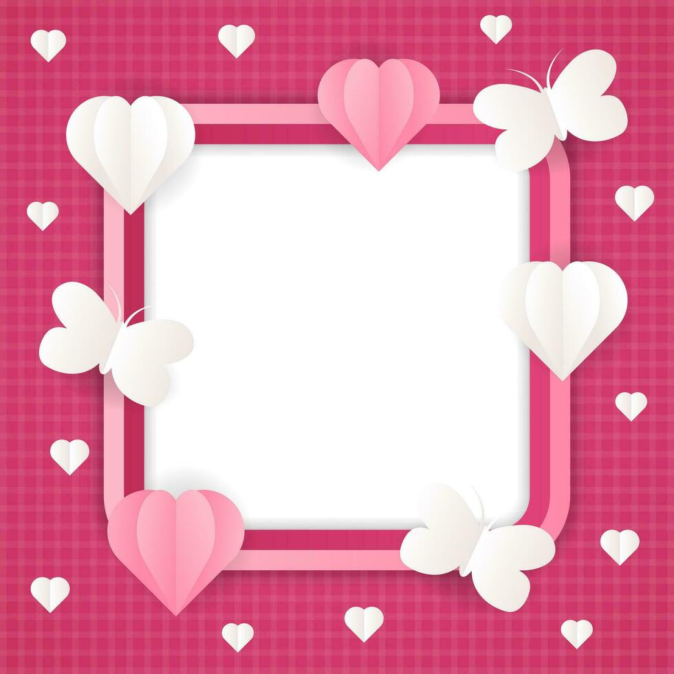 papier stijl Valentijnsdag dag foto kader sjabloon. - vector. vector