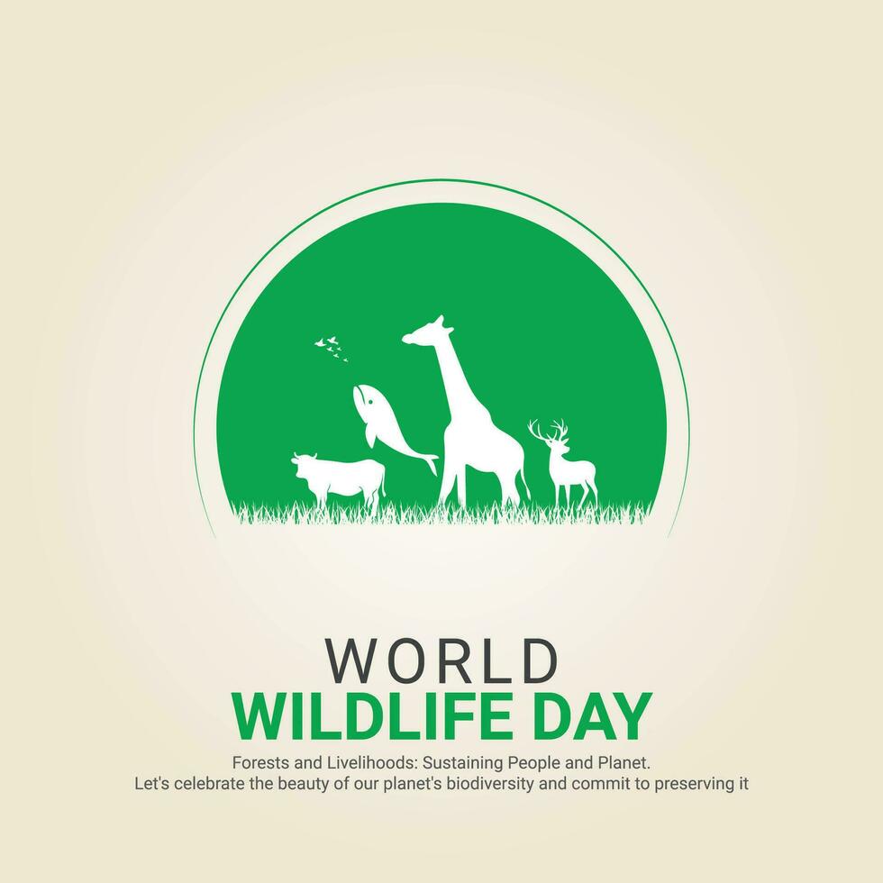 wereld dieren in het wild dag, banier vector illustratie, vector wild dieren