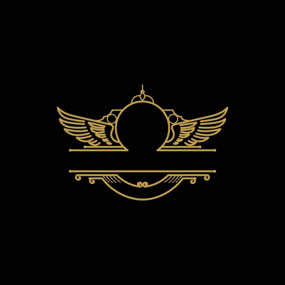 gouden Vleugels grens kader Koninklijk kroon insigne embleem postzegel etiket logo vector