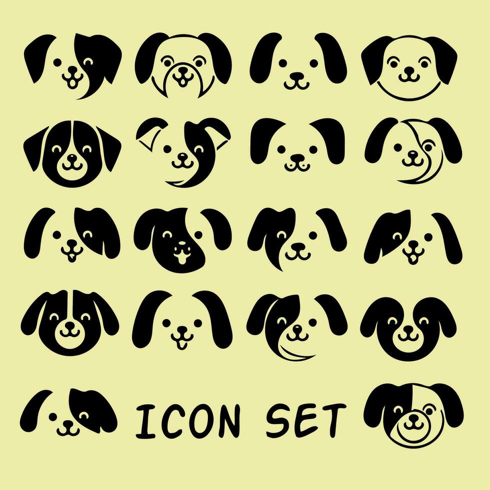 icoon reeks van hond hoofd, vector ontwerp van hond icoon