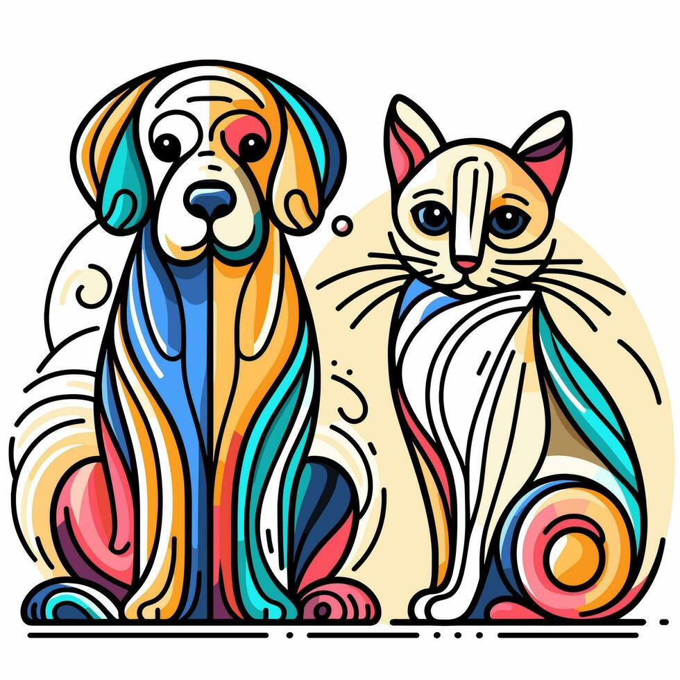 kat en hond vector illustratie