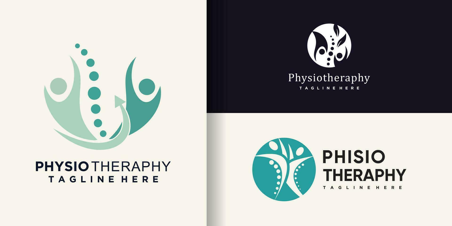 fysiotherapie logo ontwerp bundel met creatief concept premie vector