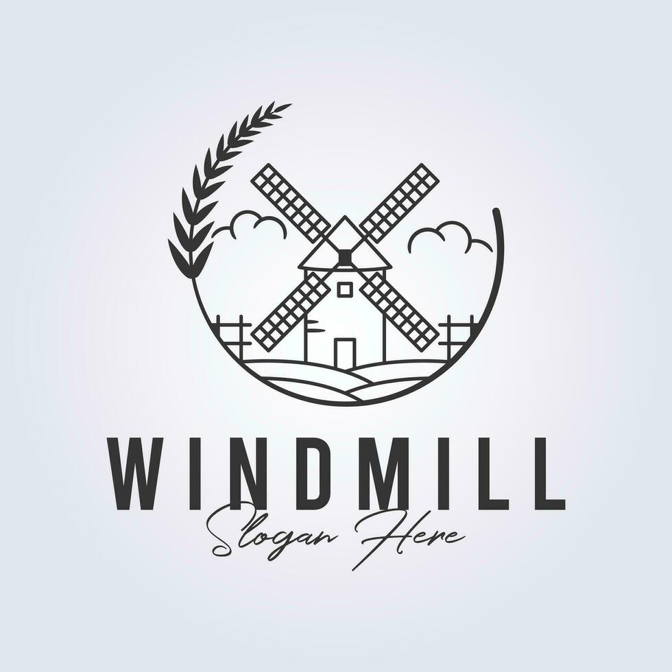 gemakkelijk minimalistische windmolen logo sjabloon ontwerp, vector illustratie windmolen icoon ontwerp