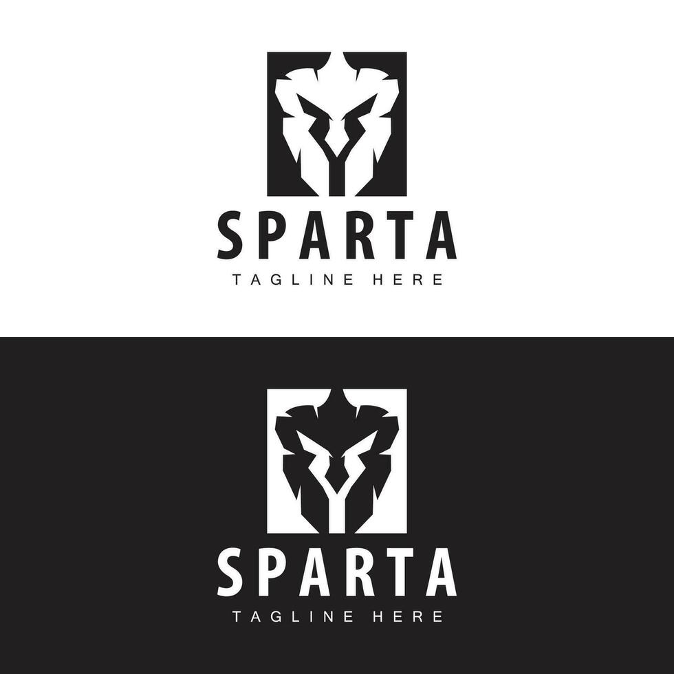 spartaans logo, barbaar krijger insigne ontwerp gemakkelijk silhouet spartaans oorlog helm vector