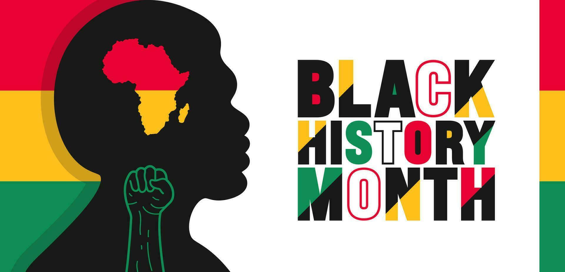 Afrikaanse Amerikaans zwart geschiedenis maand kleurrijk belettering typografie met Afrikaanse Mens achtergrond. gevierd februari in Verenigde staat en Canada. juneteenth onafhankelijkheid dag. kwanzaa vector