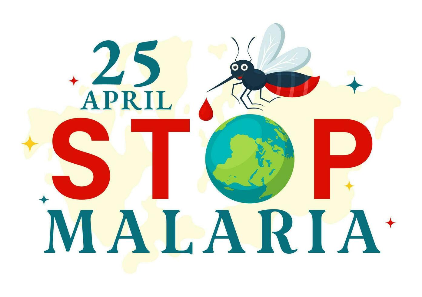 wereld malaria dag vector illustratie Aan april 25 met aarde beschermde van muggen naar vermijden mug bijt in gezondheidszorg vlak tekenfilm achtergrond