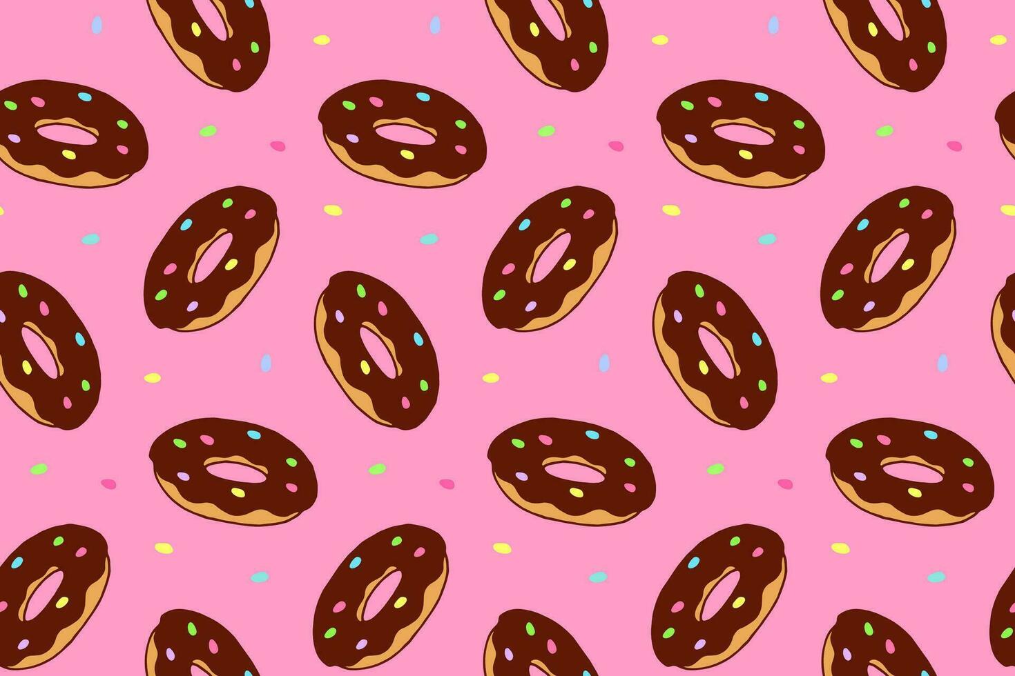 vector tekening donut naadloos patroon. chocola donut Aan roze achtergrond. schattig kleurrijk behang, swatch voor omhulsel papier of kleding stof