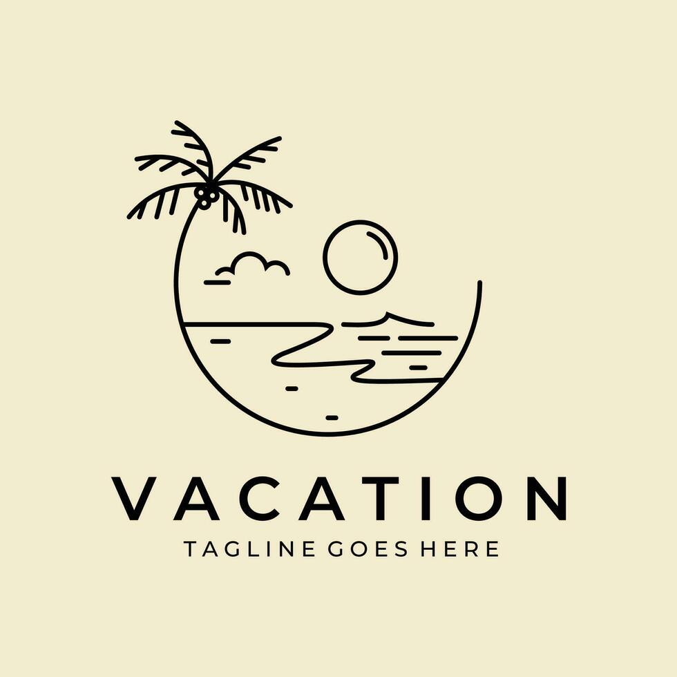 vakantie strand insigne logo lijn kunst vector gemakkelijk minimalistische illustratie sjabloon icoon grafisch ontwerp