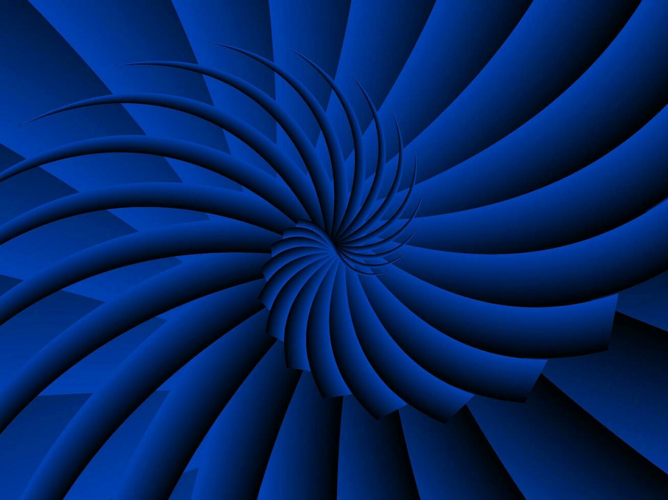 een blauw spiraal ontwerp met een zwart achtergrond, abstract blauw spiraal fractal barsten achtergrond, behang ontwerp vector