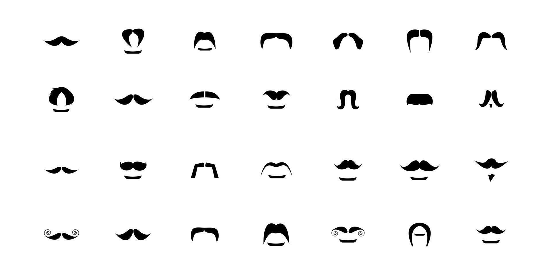 snor icoon verzameling. reeks van zwart Mens snor pictogrammen vector