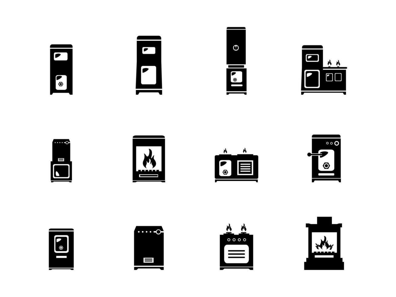 groot huishouden huishoudelijke apparaten set. keuken Koken, ovens, voedsel opslag. illustraties geïsoleerd Aan wit. vector