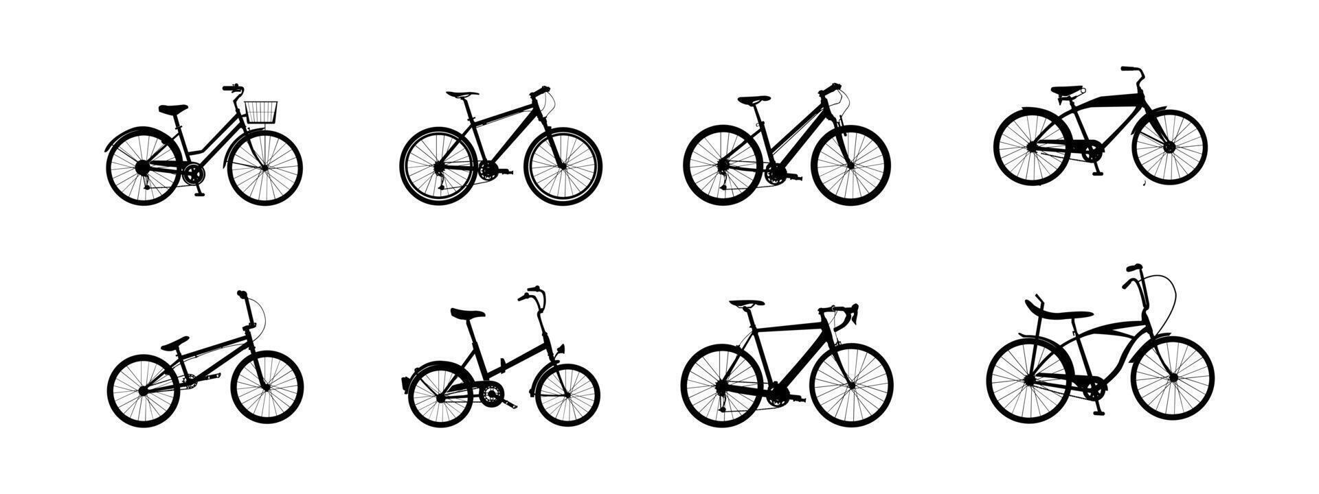 fiets-type pictogrammen in zwart bewerkbare vector