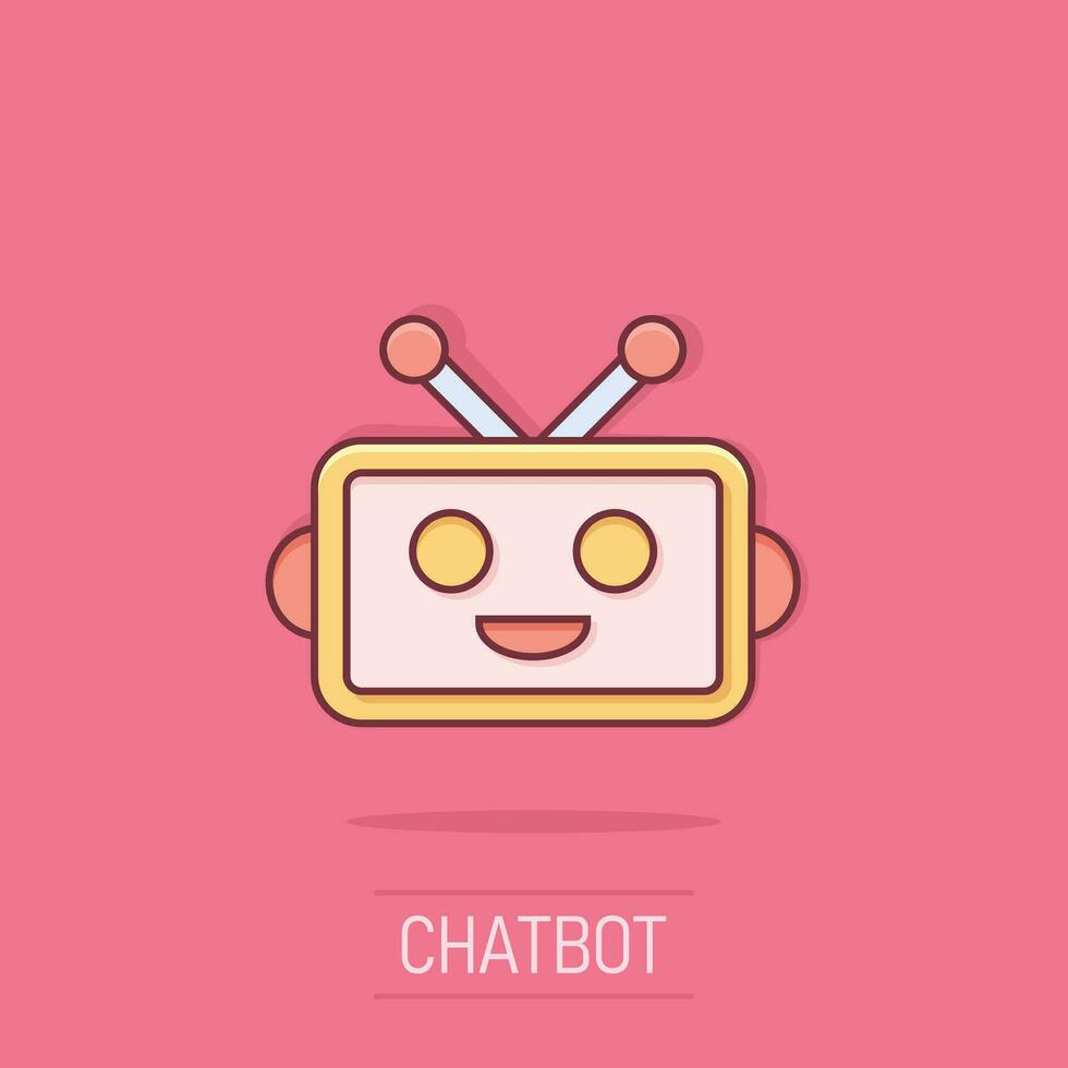 schattig robot Chatbot icoon in grappig stijl. bot operator vector tekenfilm illustratie pictogram. slim Chatbot karakter bedrijf concept plons effect.