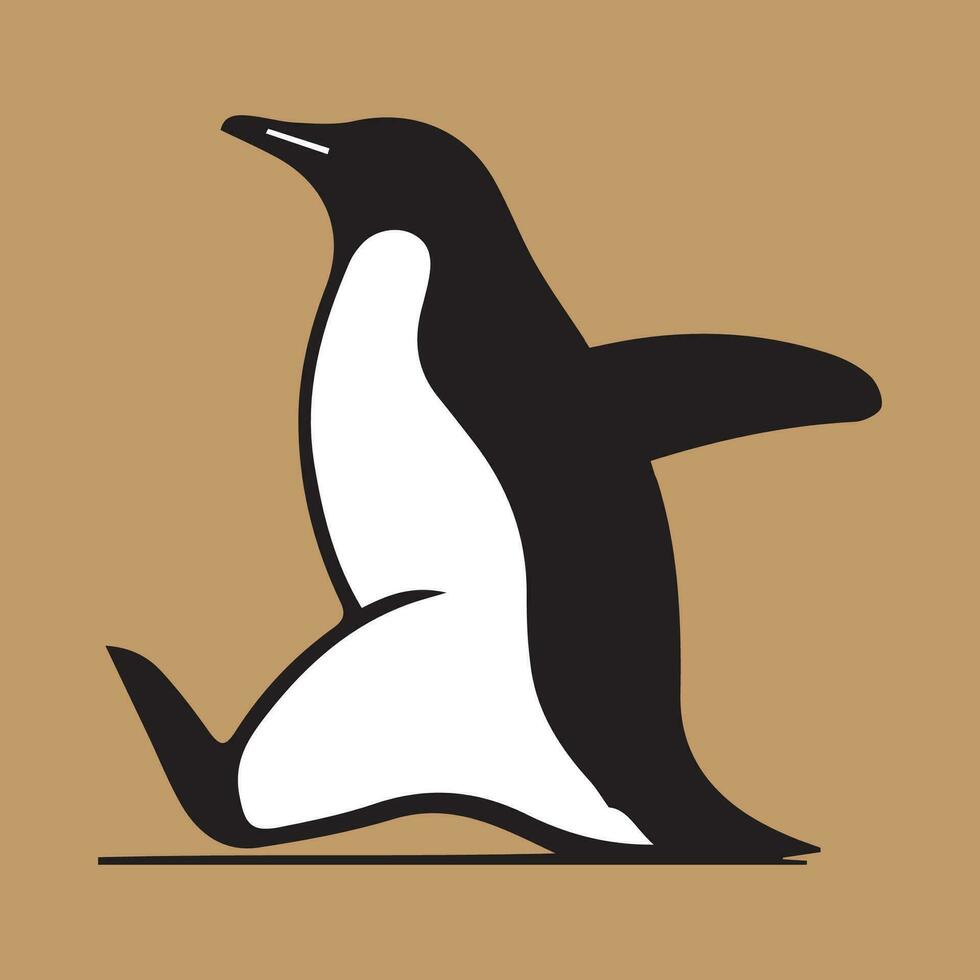 pinguïn silhouet Aan een bruin achtergrond. vector illustratie in vlak stijl.