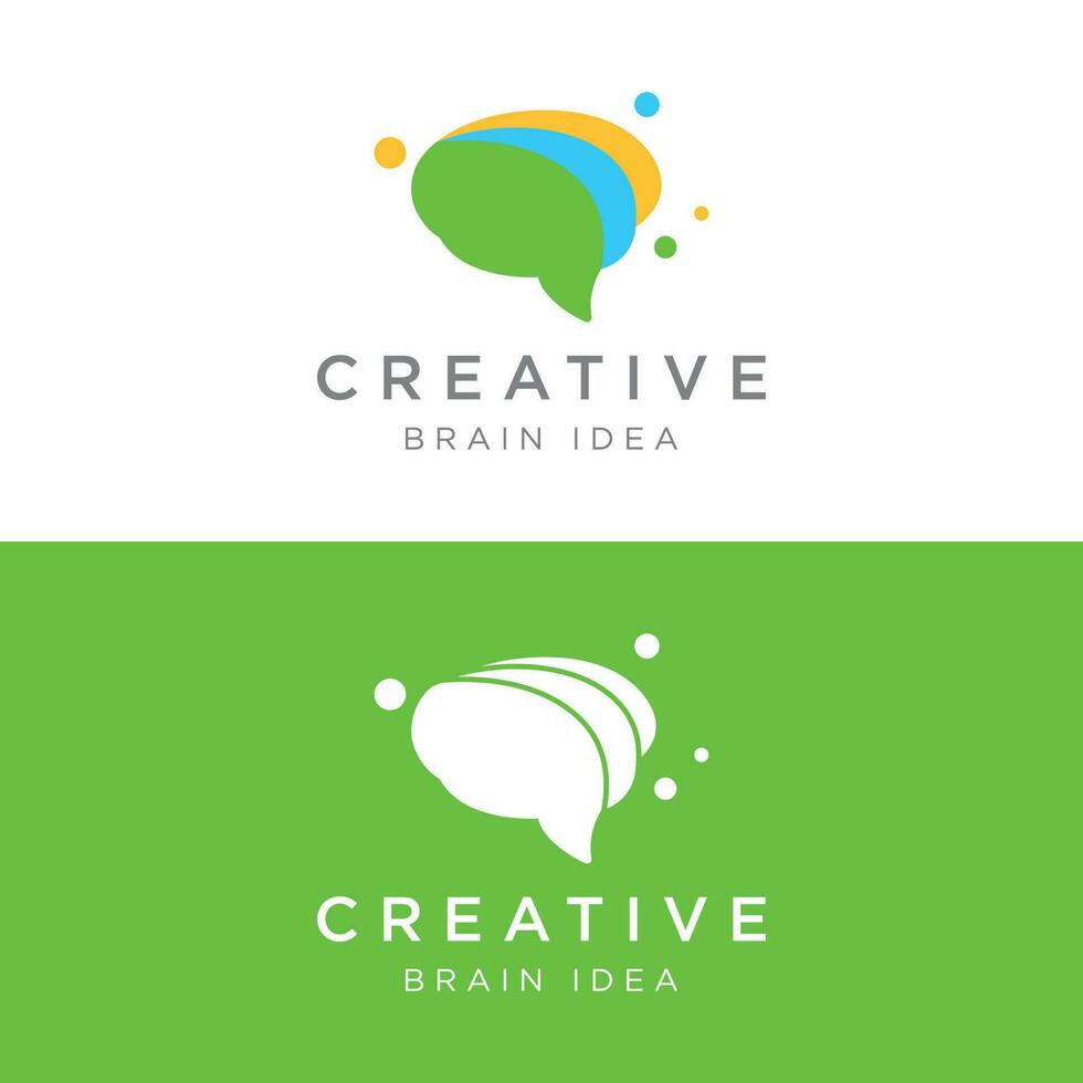 uniek kleurrijk hersenen logo sjabloon ontwerp met creatief ideeën. vector