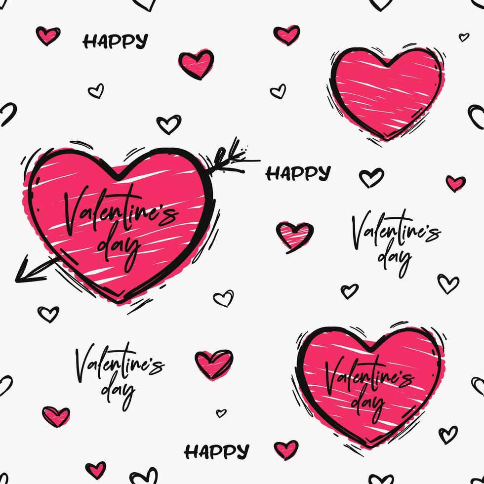 naadloos patroon Valentijnsdag dag geschetst harten. de tekening stijl romantisch en feestelijk atmosfeer, geschikt voor kaarten, inpakken, en decoraties. ideaal voor liefde en viering. niet ai. vector