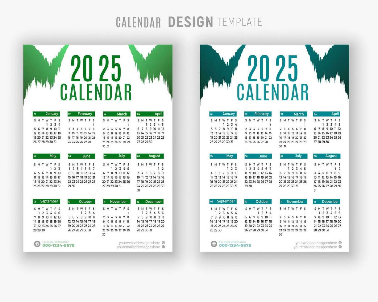 vector 2025 kalender ontwerp sjabloon voor gelukkig nieuw jaar ontwerper