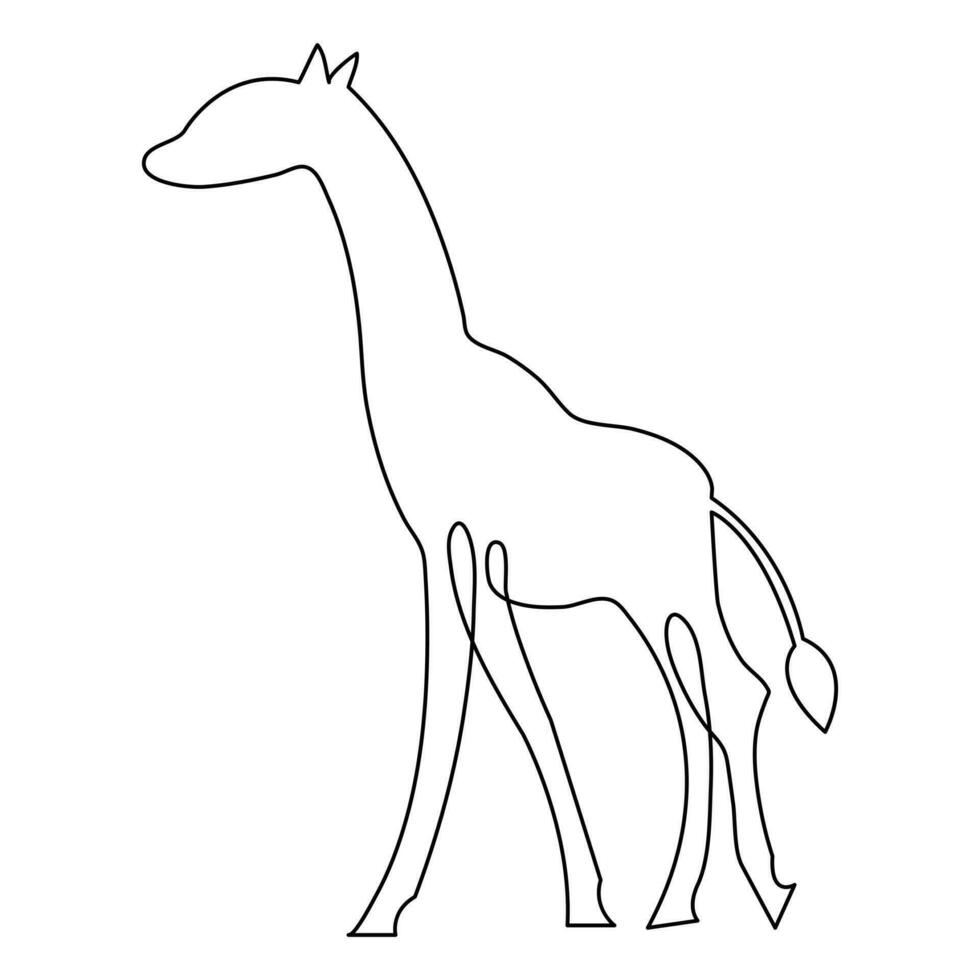 giraffe doorlopend een lijn hand- tekening dier symbool en schets vector kunst icoon illustratie