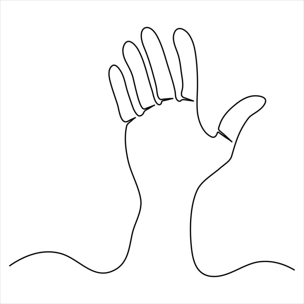 hand- Open palm doorlopend single lijn kunst tekening schets vector illustratie