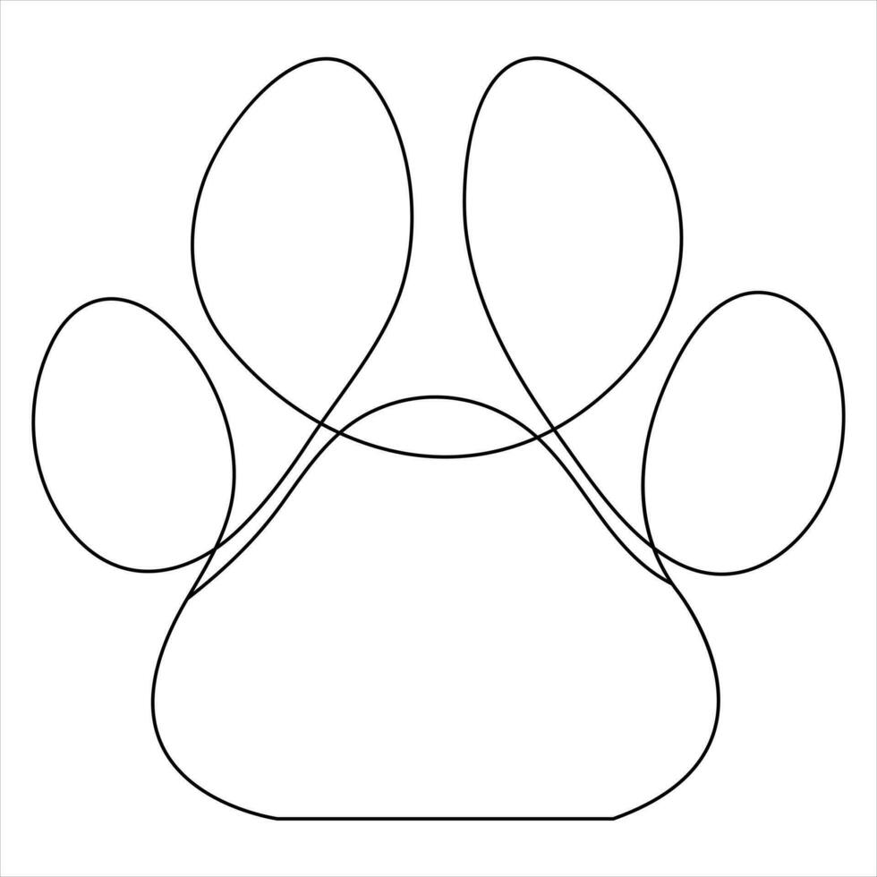 hond of kat voet afdrukken illustratie doorlopend single lijn kunst tekening dier poot icoon schets vector