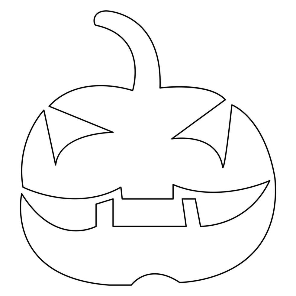 halloween pompoen met een gezicht single lijn kunst tekening doorlopend vector schets illustratie minimalisme