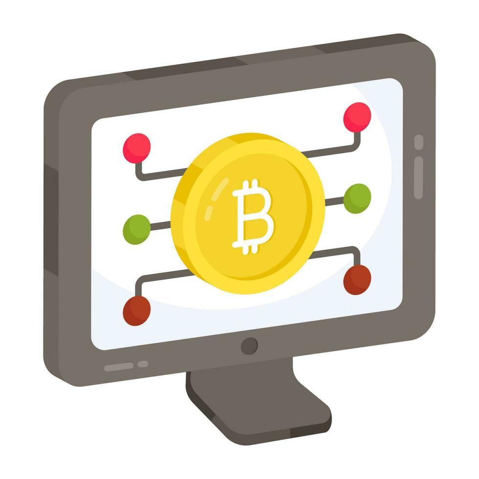 bewerkbare ontwerp icoon van online bitcoin vector