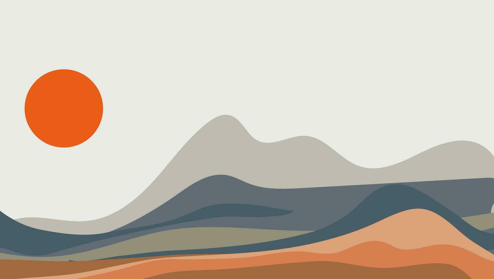 abstract hedendaags esthetisch achtergronden landschappen reeks met zonsopkomst, zonsondergang, nacht. aarde tonen, pastel kleuren. boho muur decor. midden eeuw modern minimalistische kunst afdrukken. vector