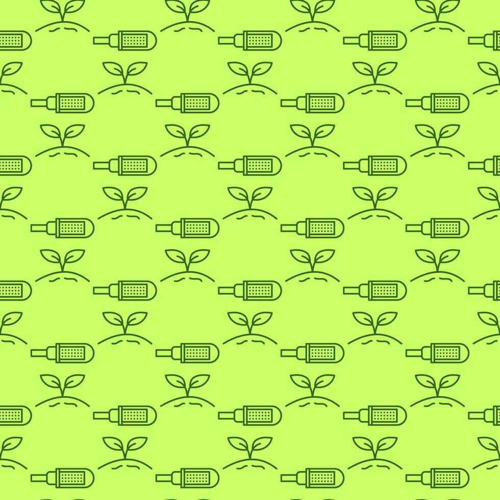 LED toenemen licht lamp vector schets groen naadloos patroon