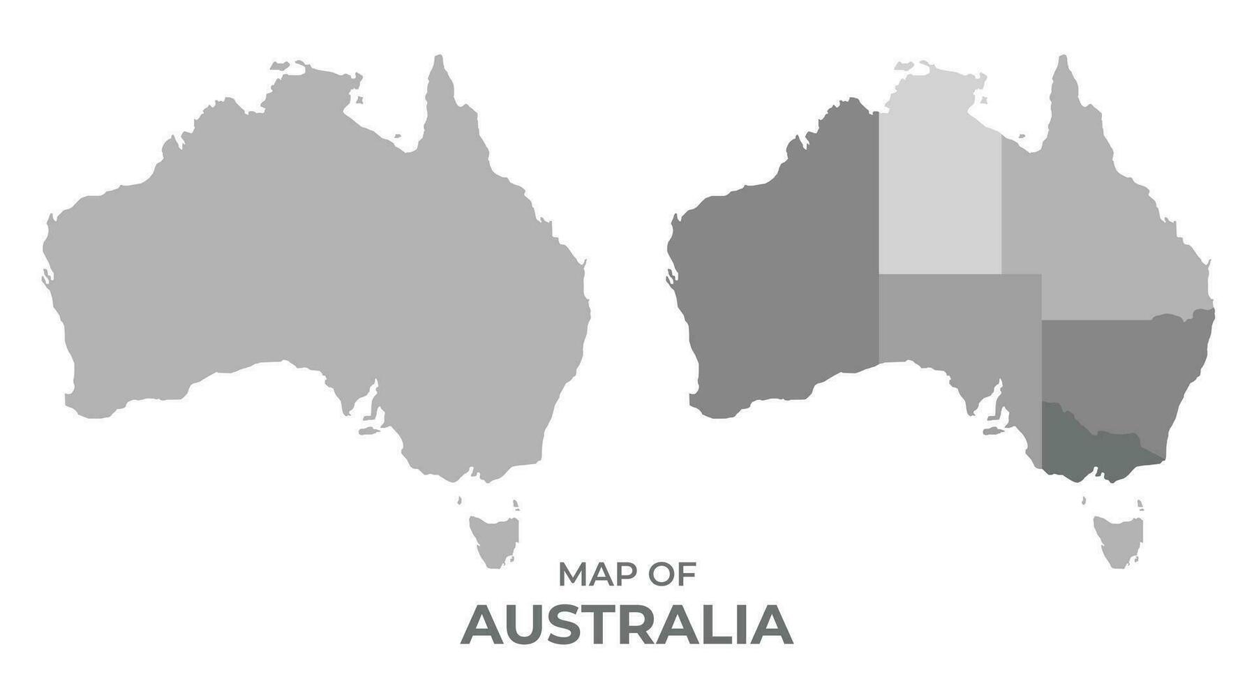 grijswaarden vector kaart van Australië met Regio's en gemakkelijk vlak illustratie