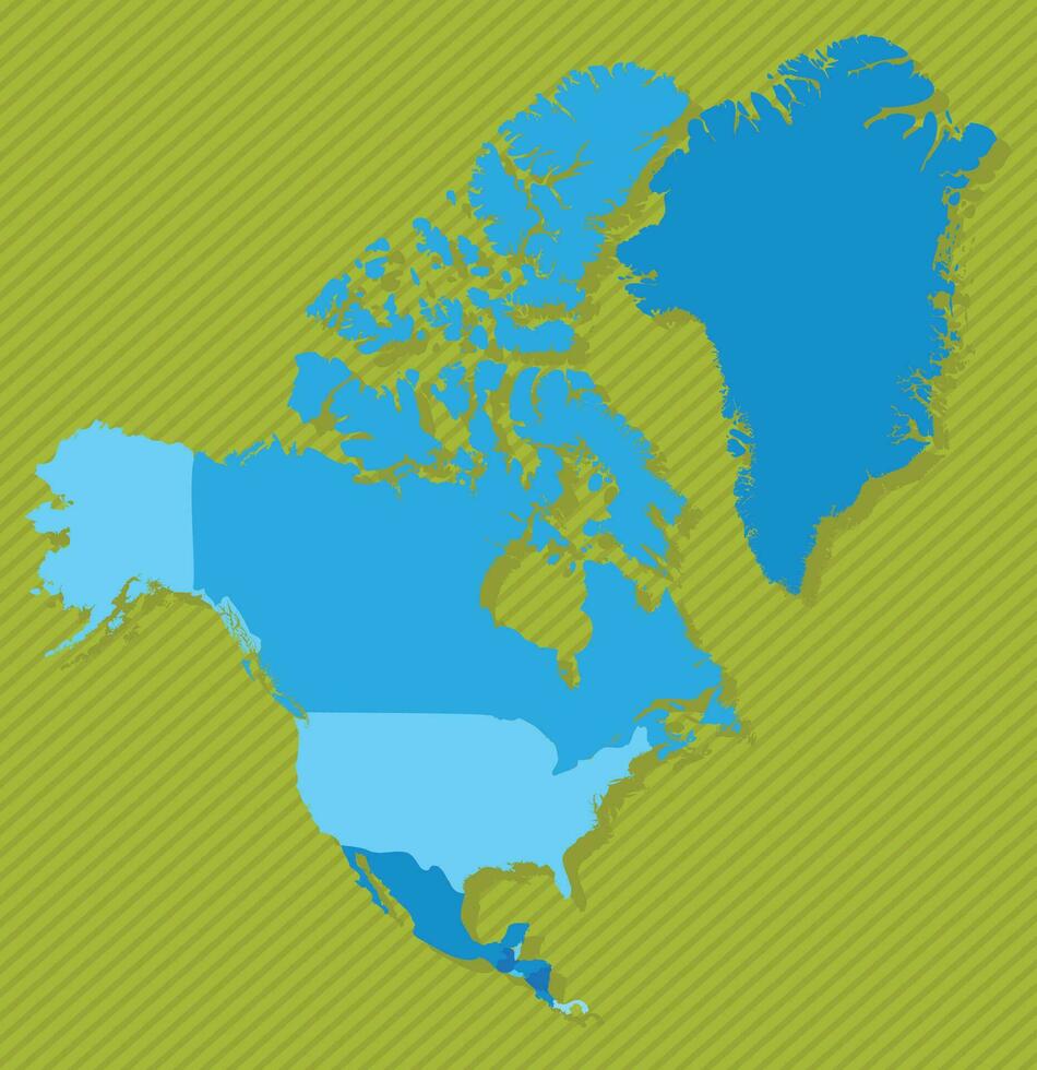 noorden Amerika kaart met Regio's blauw politiek kaart groen achtergrond vector illustratie