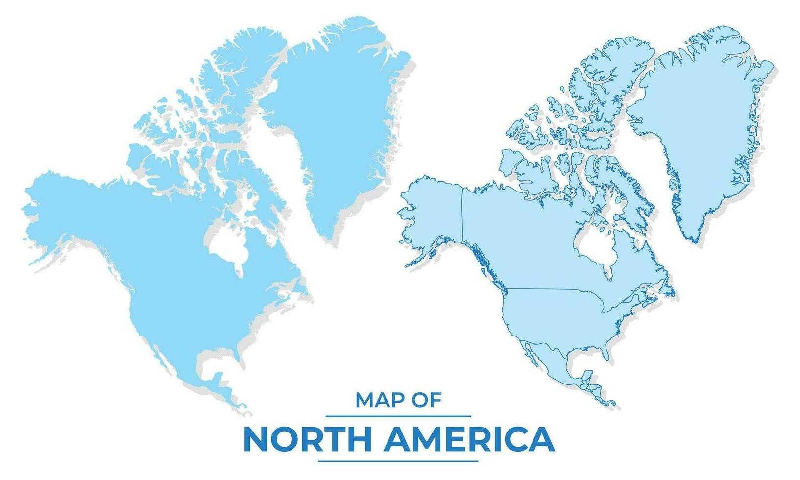 vector noorden Amerika kaart reeks gemakkelijk vlak en schets stijl illustratie