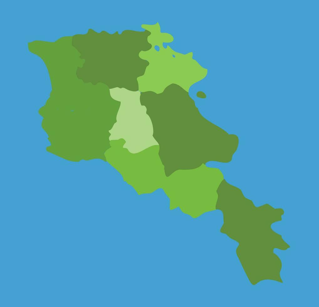 Armenië vector kaart in groenschaal met Regio's