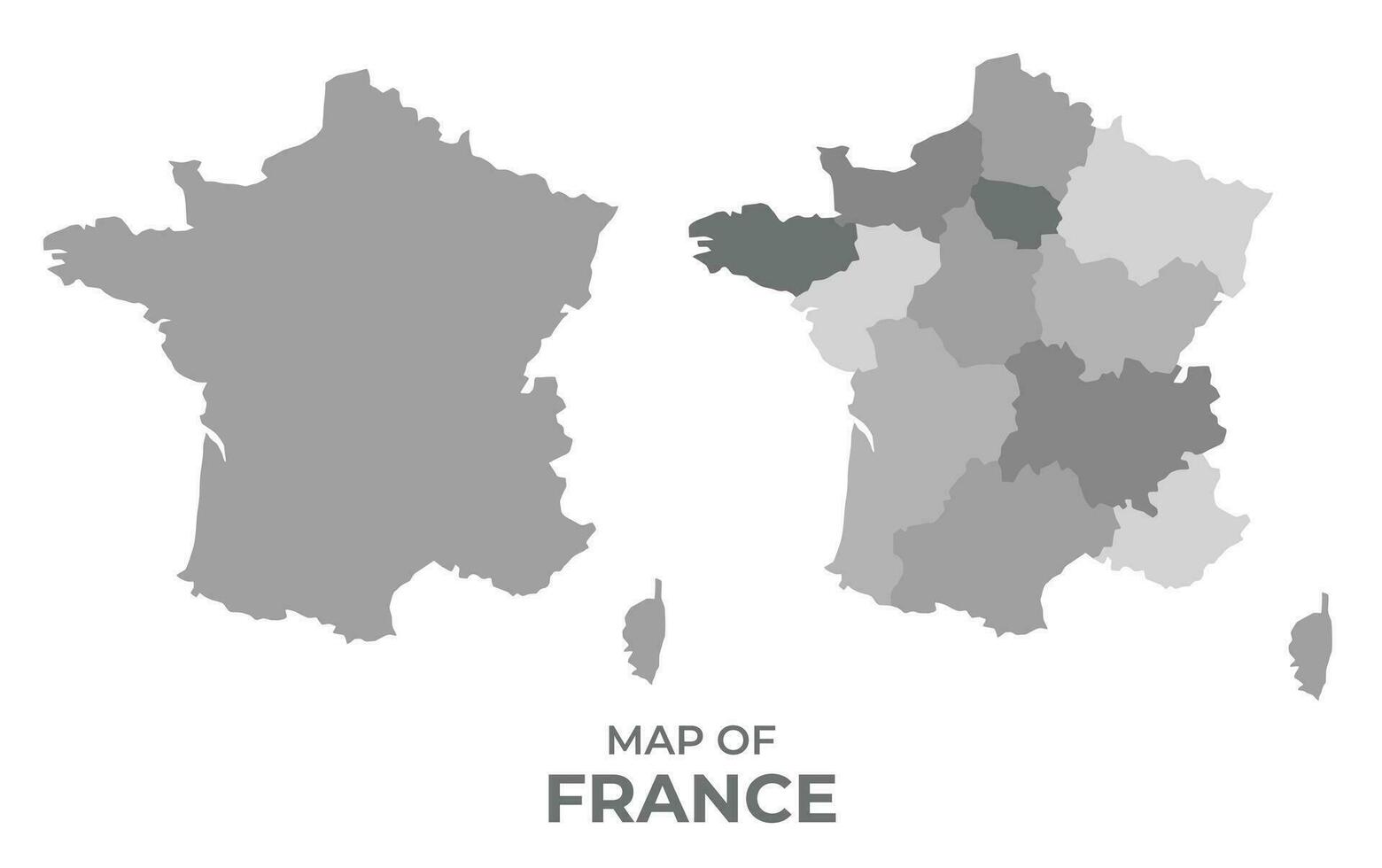 grijswaarden vector kaart van Frankrijk met Regio's en gemakkelijk vlak illustratie