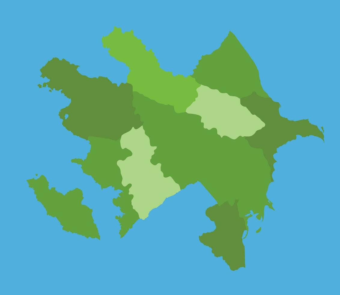 Azerbeidzjan vector kaart in groenschaal met Regio's