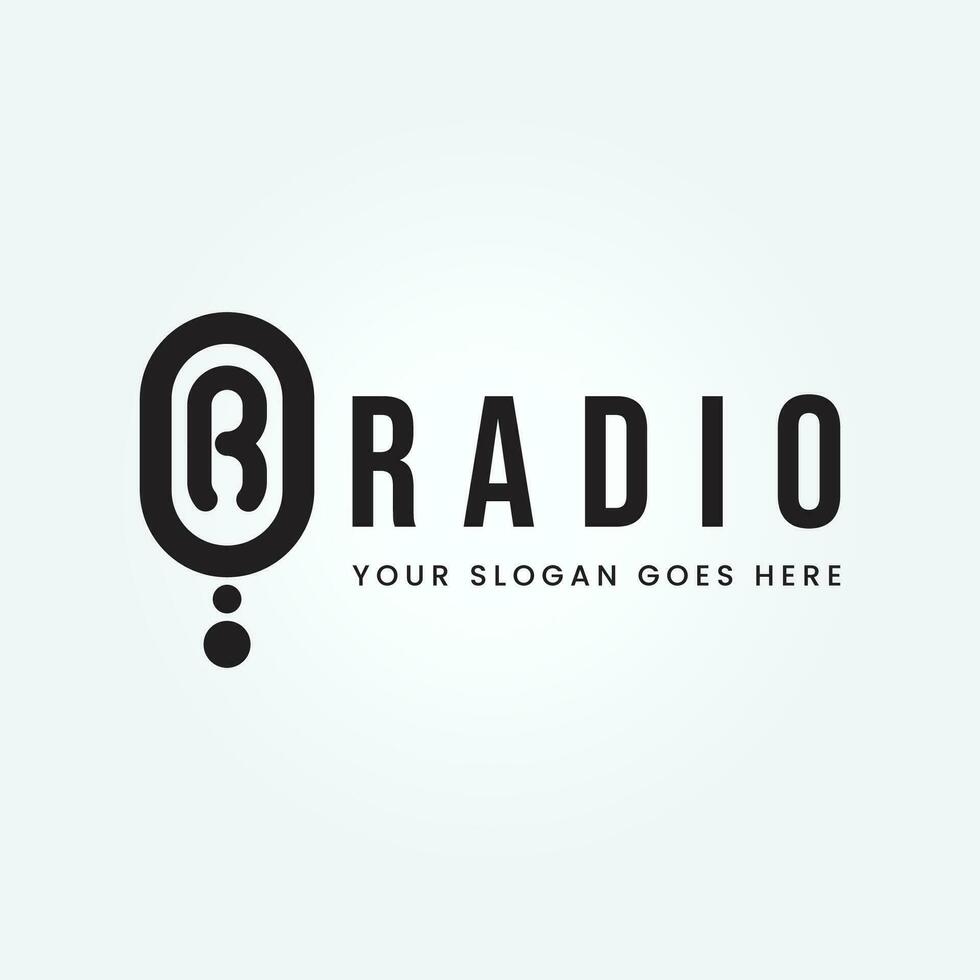 podcast radio logo ontwerp Aan brief r ontwerp gebruik makend van microfoon sjabloon vector illustratie