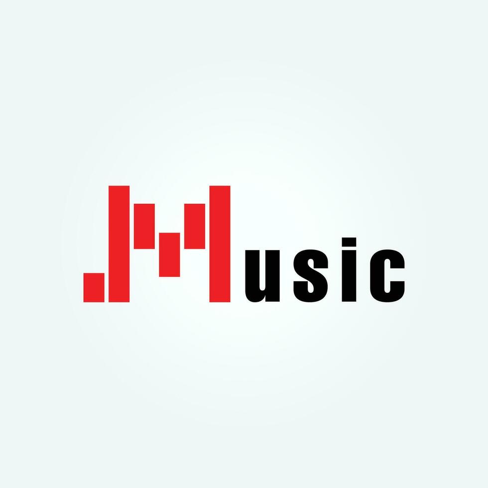 brief m muziek- logo verzameling met helling stijl vector