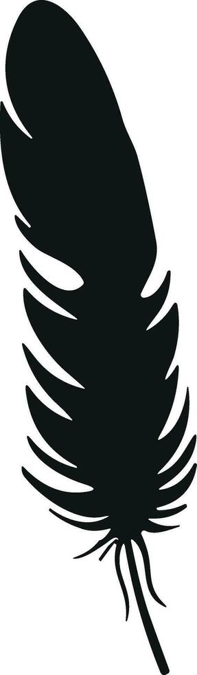 veer vogel. plumelet veren vector in een vlak stijl. pen icoon. zwart schacht veer silhouet.