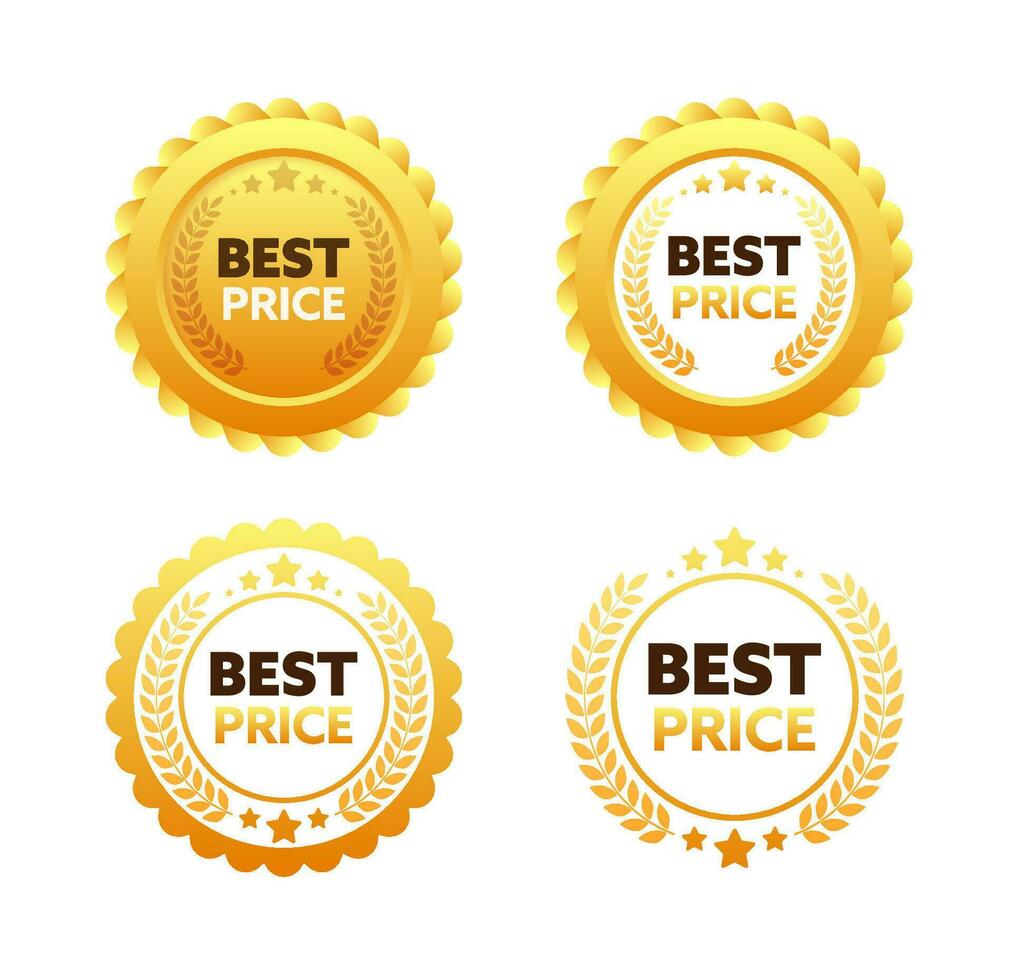 goud medaille voor het beste prijs. kleinhandel kenteken. het beste prijs label. vector voorraad illustratie