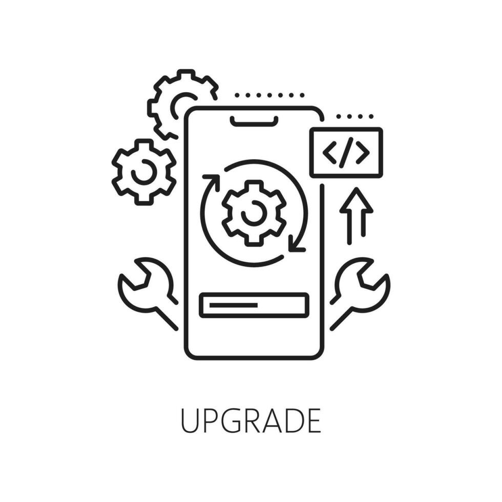 upgrade, web app ontwikkelen en optimalisatie icoon vector