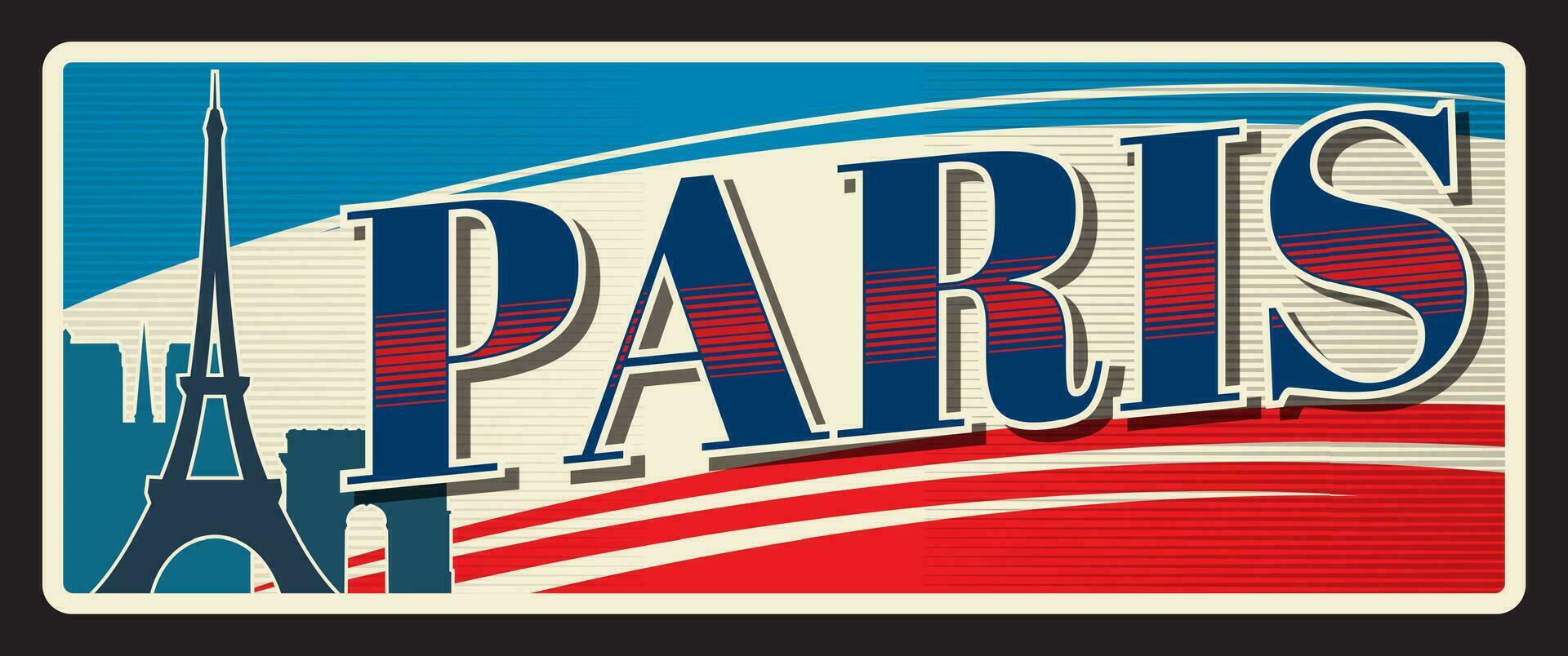 Parijs reizen sticker of bord, Frankrijk bagage label vector