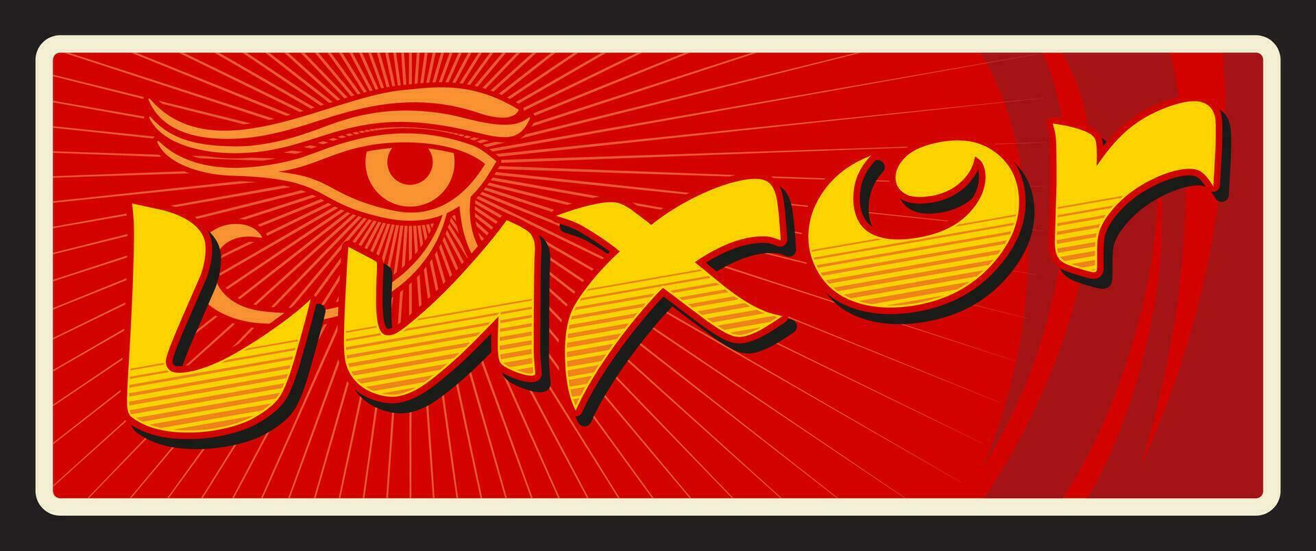 luxor Egyptische reizen bord, retro blik teken vector