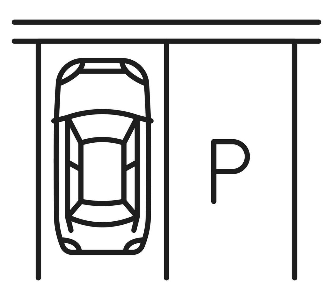 auto parkeren lijn icoon, garage park veel kaart teken vector