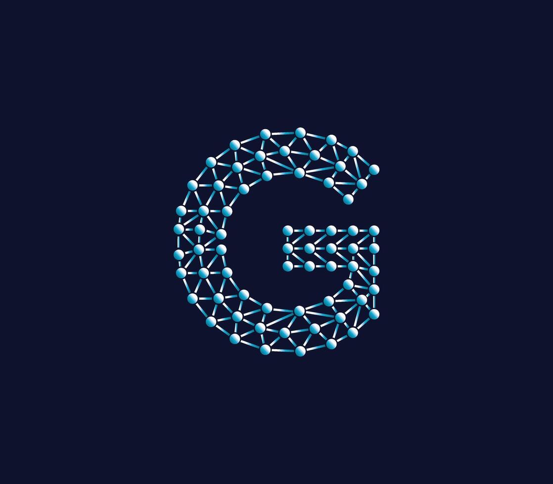 g alfabet creatief technologie verbindingen gegevens op te slaan logo ontwerp concept vector