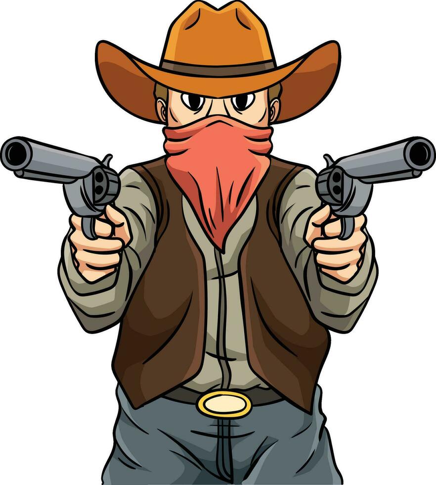 cowboy richten geweer tekenfilm gekleurde clip art vector