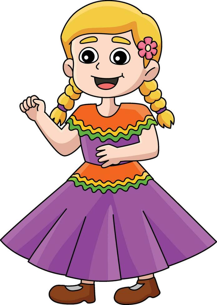 Mexicaans meisje tekenfilm gekleurde clip art illustratie vector