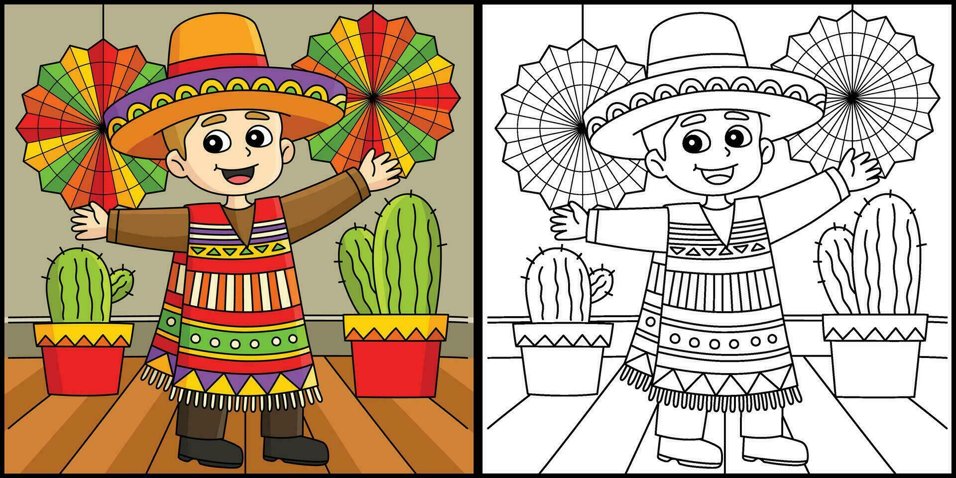 cinco de mayo Mexicaans jongen kleur illustratie vector