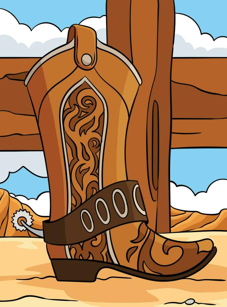 cowboy laarzen gekleurde tekenfilm illustratie vector