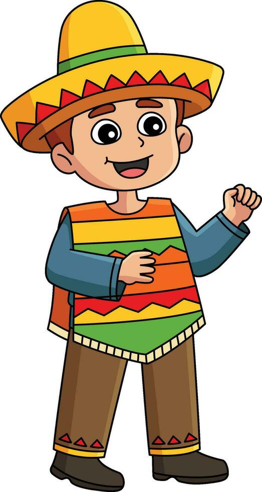 Mexicaans jongen tekenfilm gekleurde clip art illustratie vector