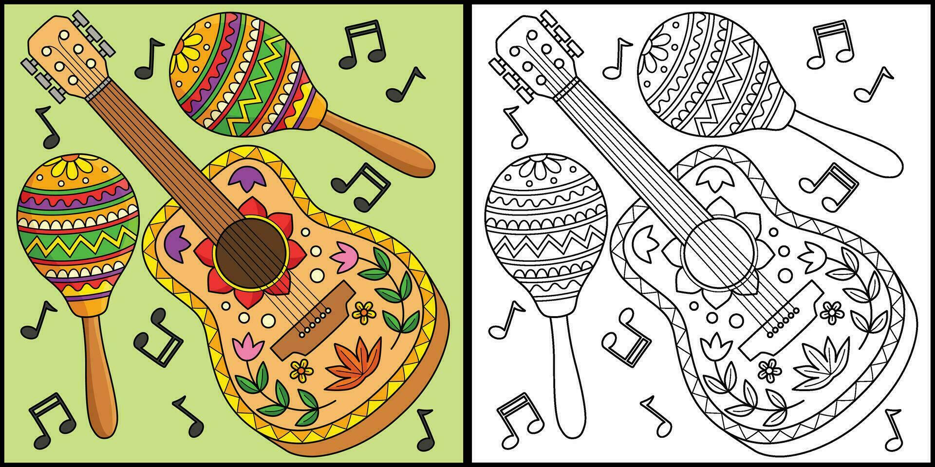 cinco de mayo gitaar en maracas illustratie vector