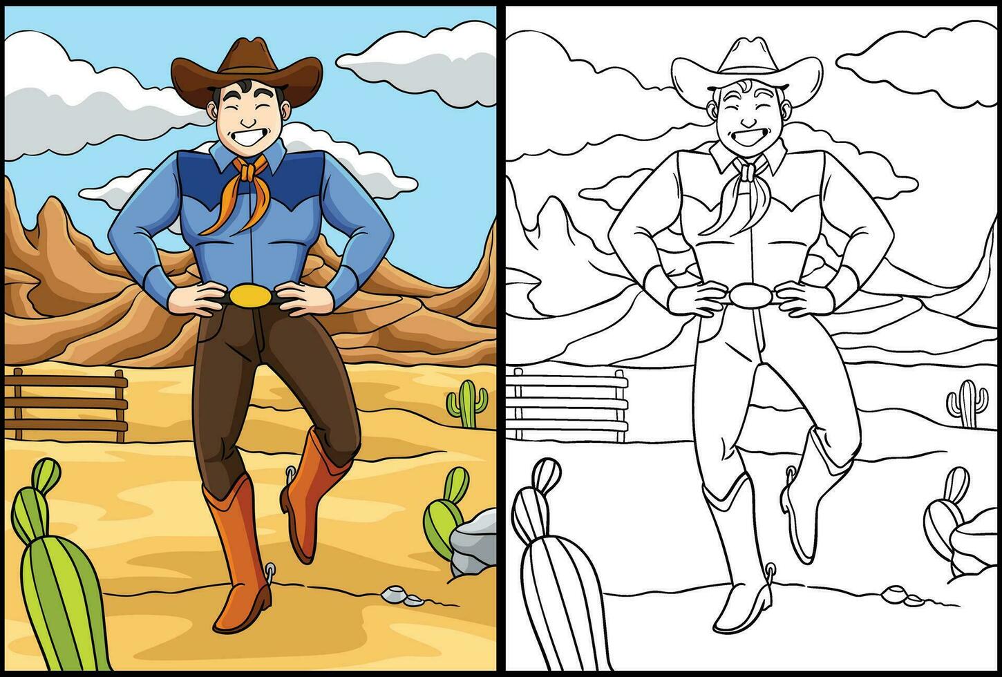 cowboy dans kleur bladzijde gekleurde illustratie vector